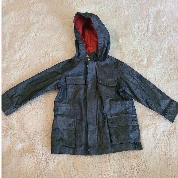 Jacadi Paris Boy's Navy Blue Raincoat Jacket size 3y with pockets and hood - Picture 1 of 4